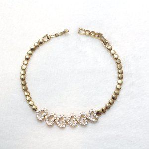 💝6 Paved Yellow Gold Cubic Zirconia Love Heart Dainty Bracelet💝